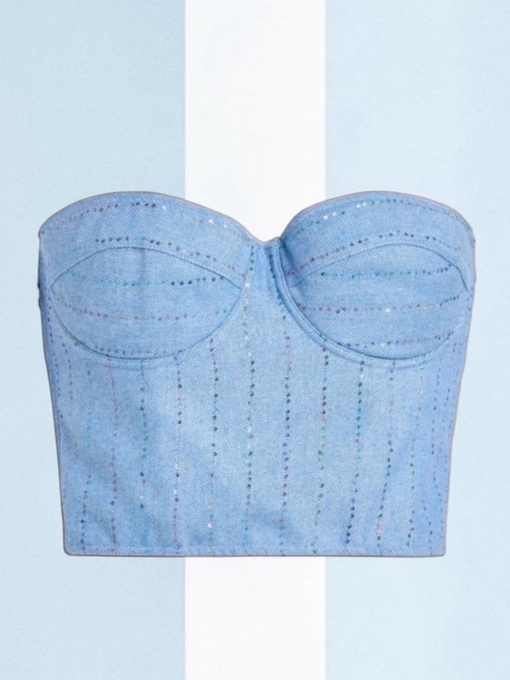DES PHEMMES Denim Colored Bustier Top Excellent Pristine Condition Large